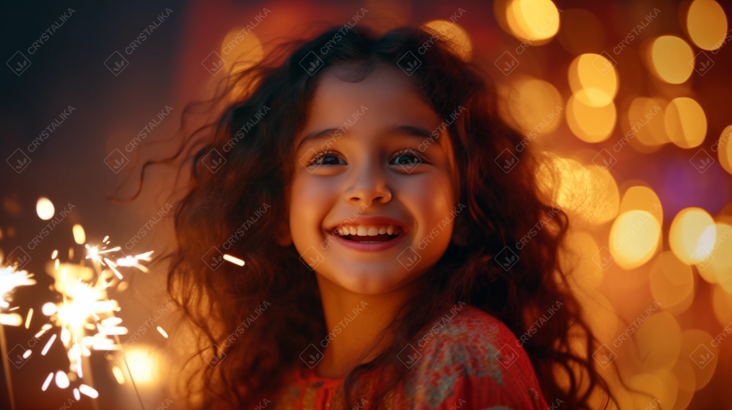 a smiling cute indian girl during indian festival