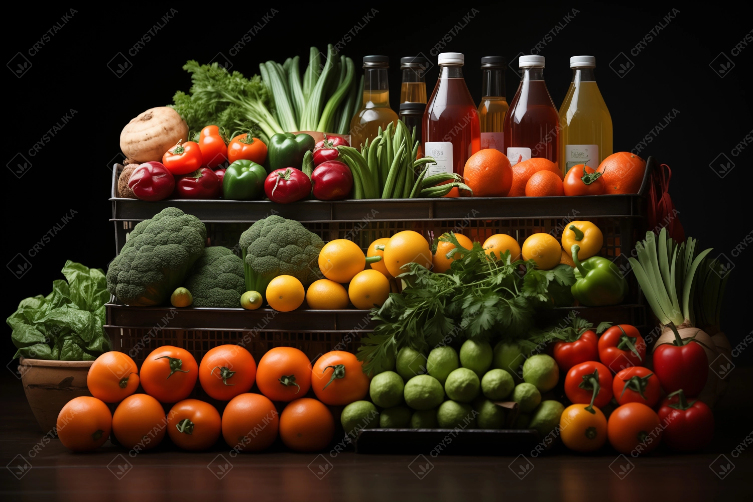 Concept photo of a full cart of vegetables