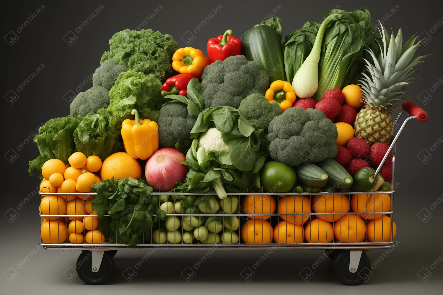 Concept photo of a full cart of vegetables