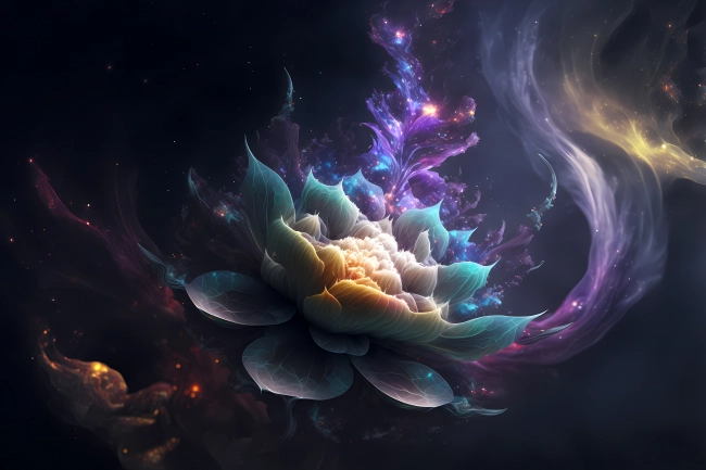 Beautiful cosmic flower made of colorful fractals