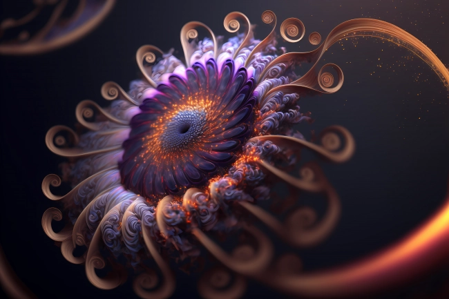 Beautiful cosmic flower made of colorful fractals