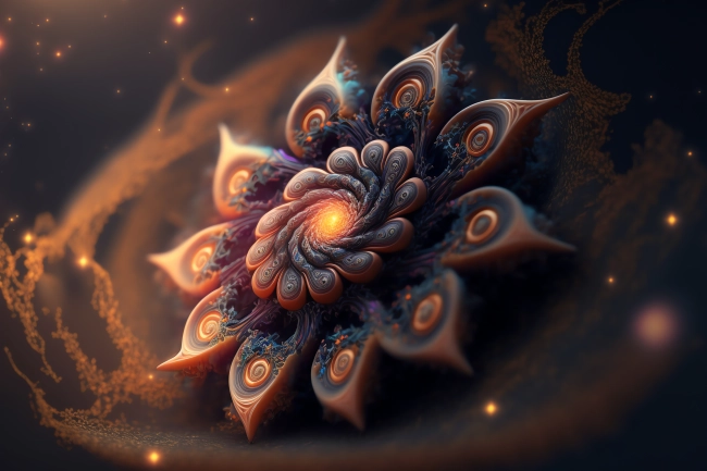 Beautiful cosmic flower made of colorful fractals