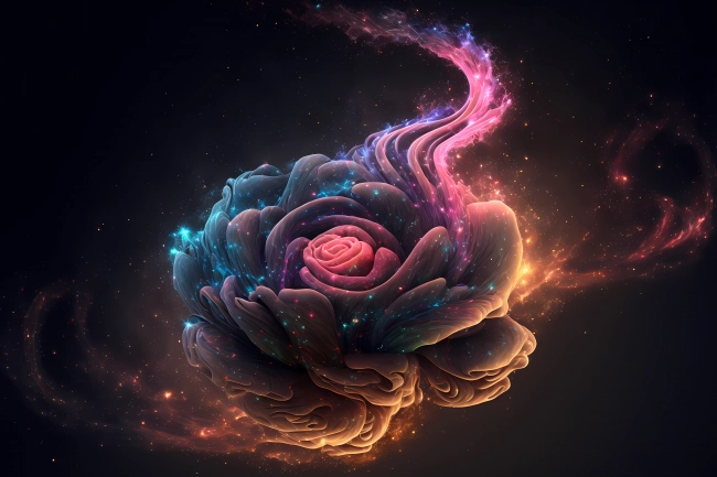 Beautiful cosmic rose made of colorful fractals