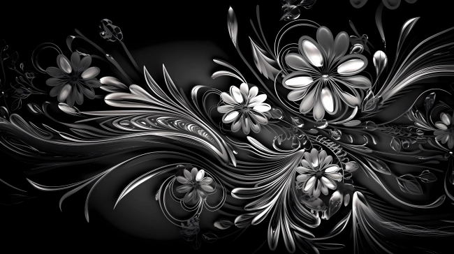 Beautiful black and white floral wallpaper