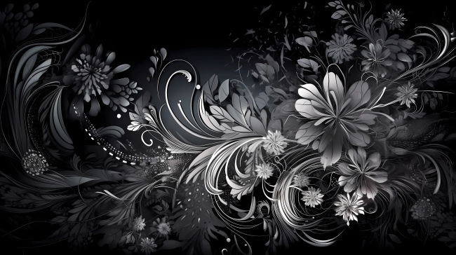 Beautiful black and white floral wallpaper