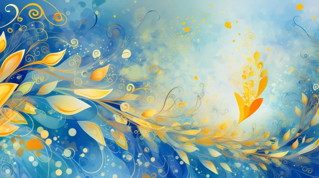 Beautiful yellow and blue floral wallpaper