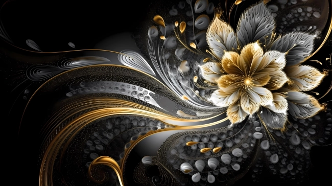 Beautiful silver and gold floral wallpaper