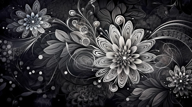 Beautiful black and white floral wallpaper