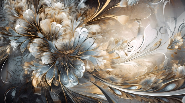 Beautiful silver and gold floral wallpaper