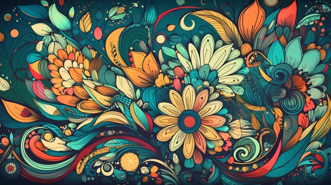 Beautiful colorful floral wallpaper