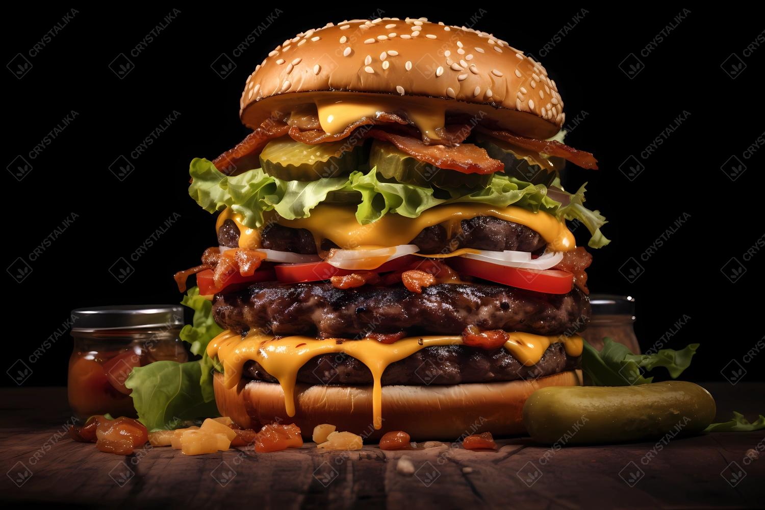 Hamburger: A meat patty served in a bun with various toppings