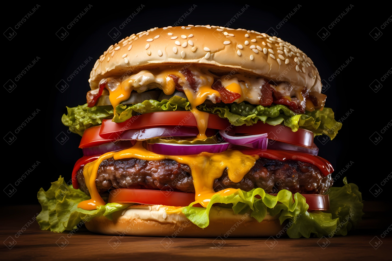 Hamburger: A meat patty served in a bun with various toppings