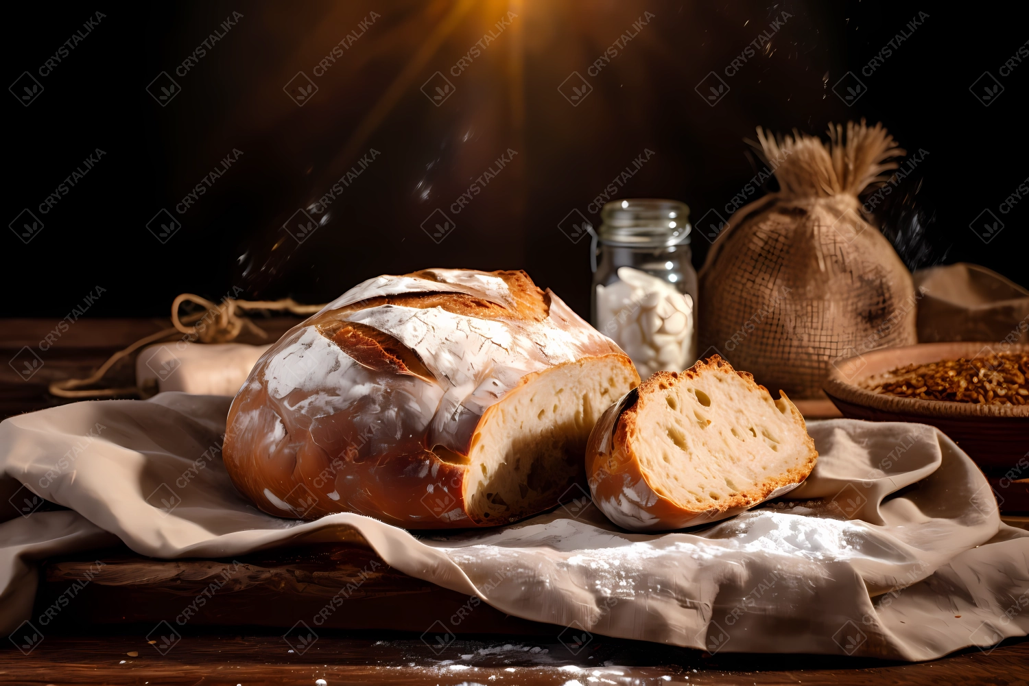 Freshly baked bread displayed on the table