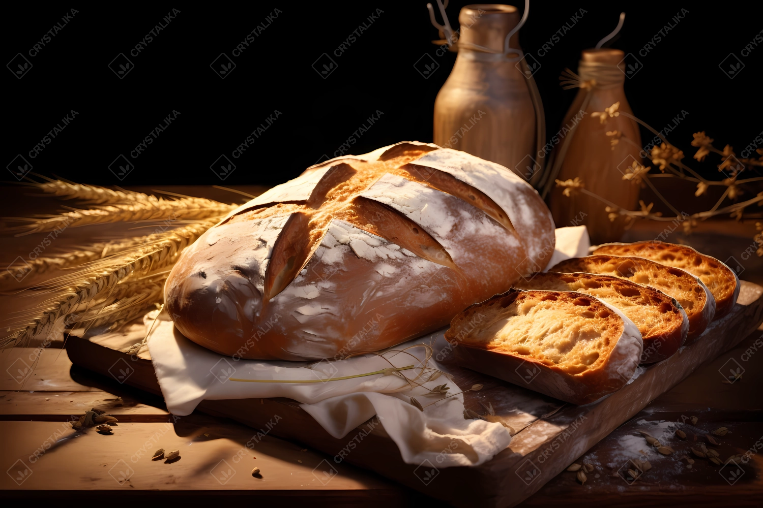 Freshly baked bread displayed on the table