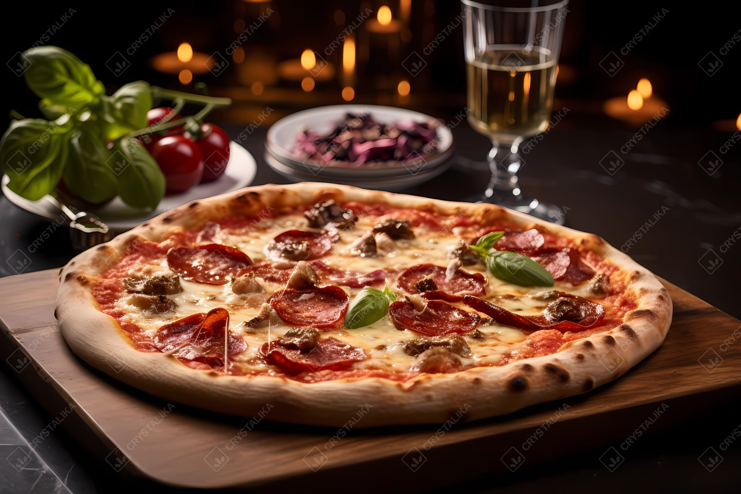 Italian pizza freshly baked and served