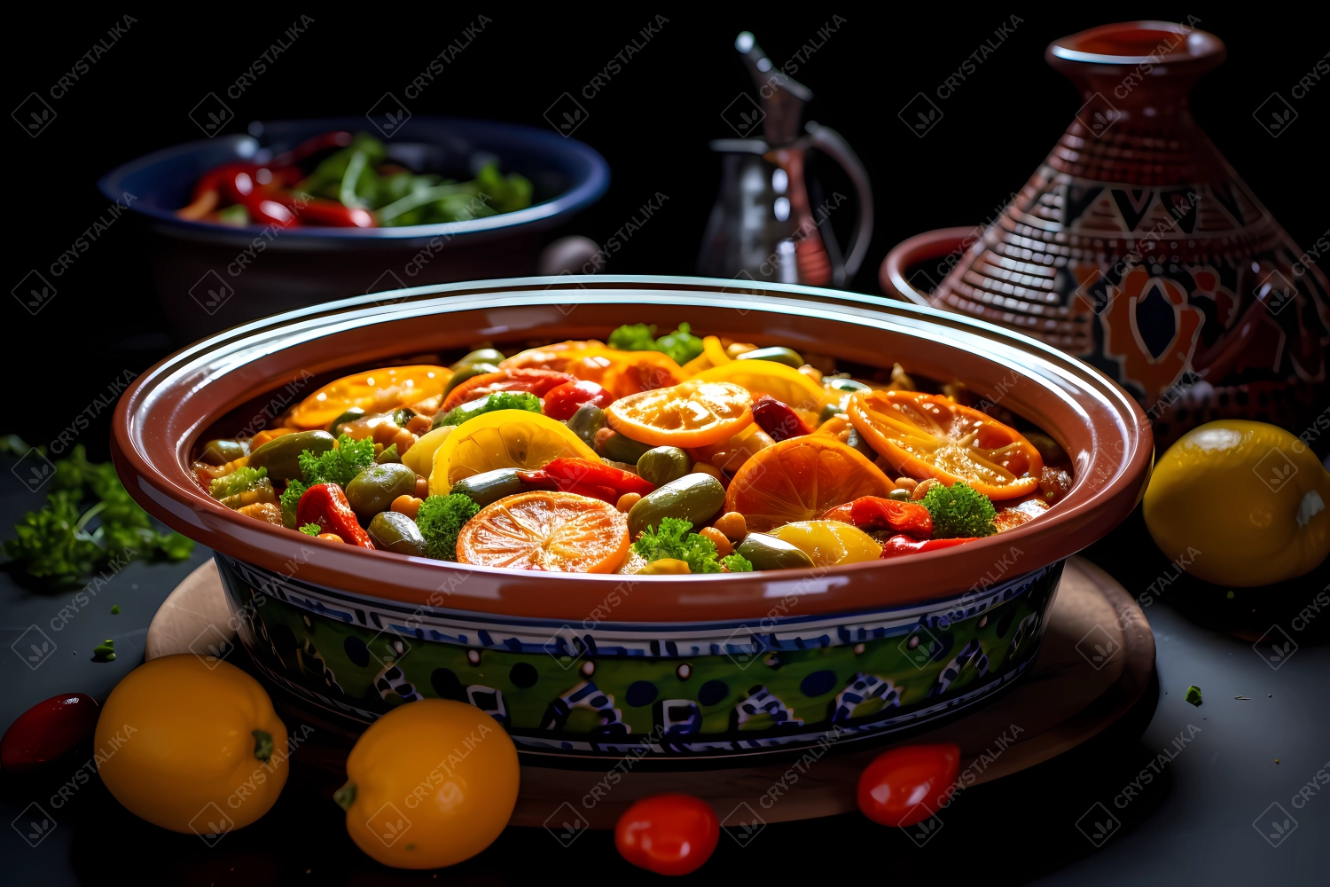 Traditional Moroccan meal in a tagine