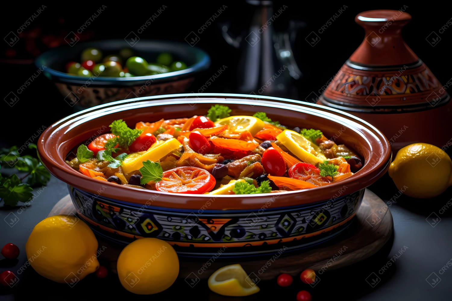 Traditional Moroccan meal in a tagine