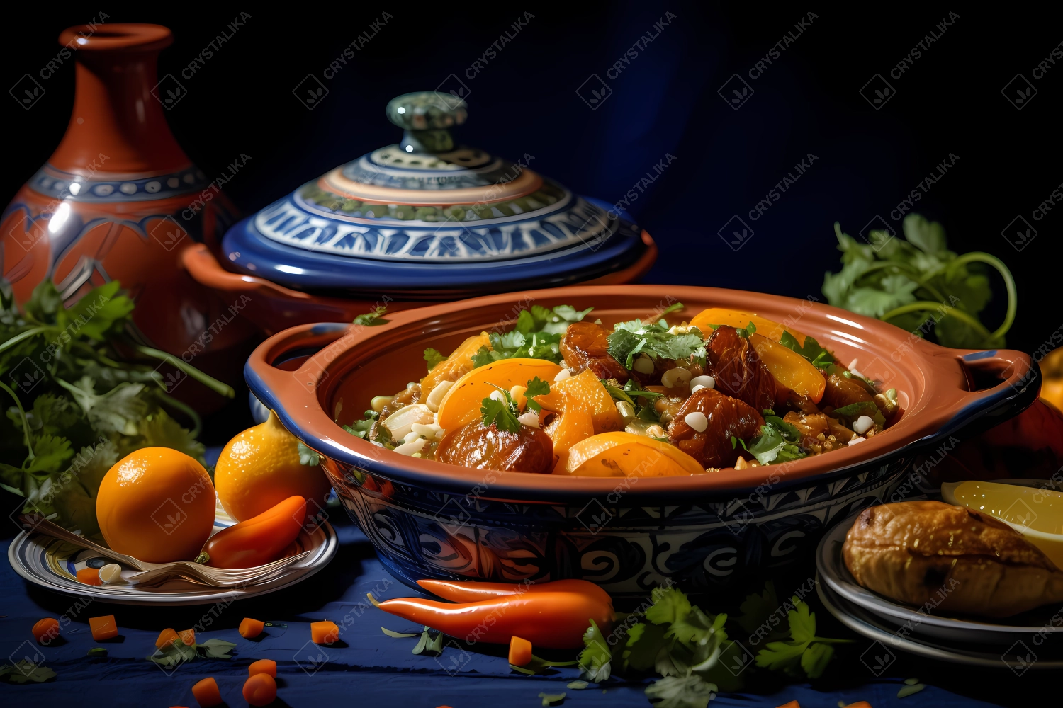 Traditional Moroccan meal in a tagine