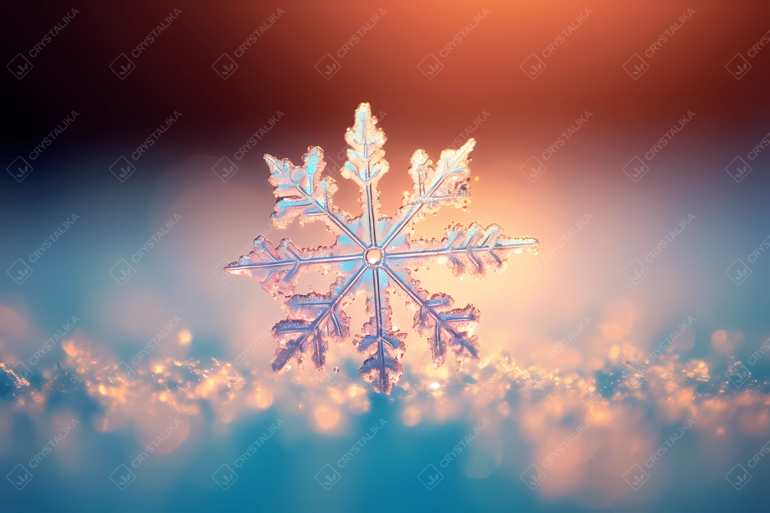 Macro photography of a snowflake