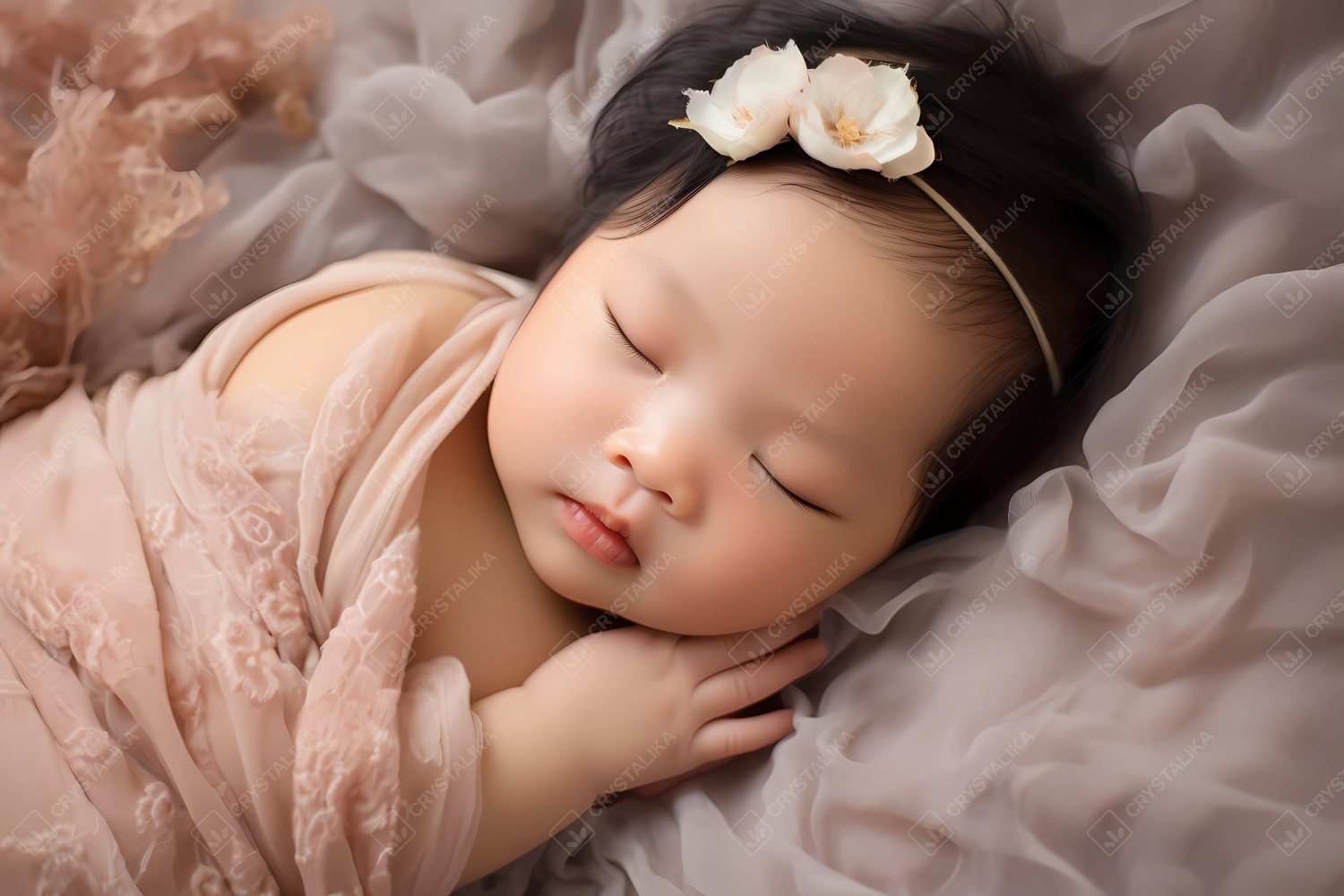 Professional photoshoot of a cute newborn Asian baby