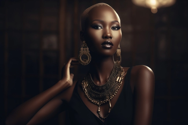 Professional portrait of an African supermodel