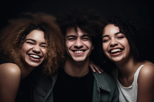 A group of young beautiful college students smiling