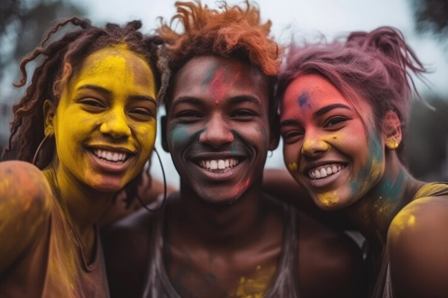 A group of young friends having fun