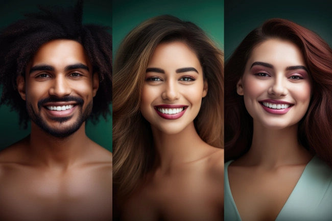 Three portraits of beautiful young people