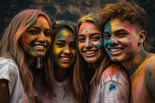 A group of young friends having fun