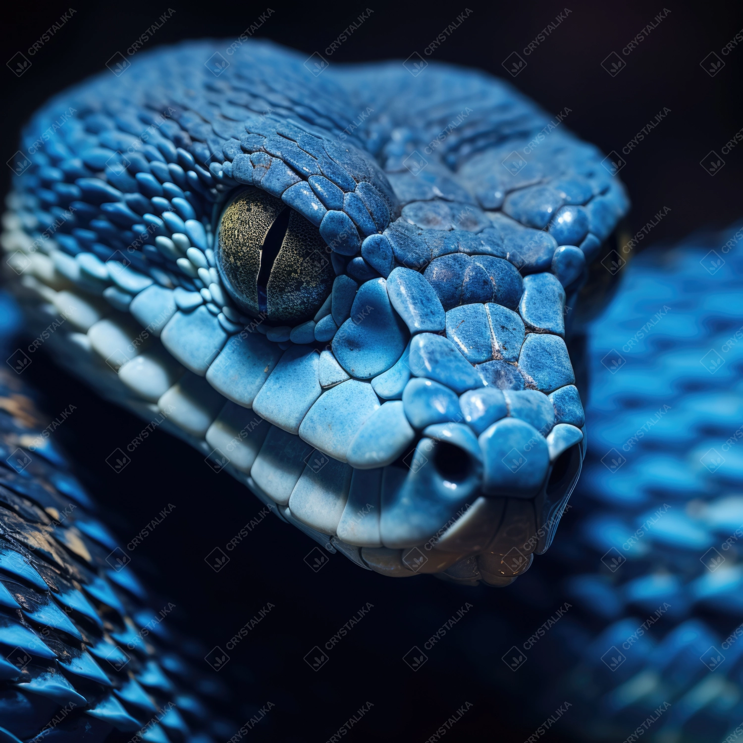 Blue Viper Snake Closeup Face