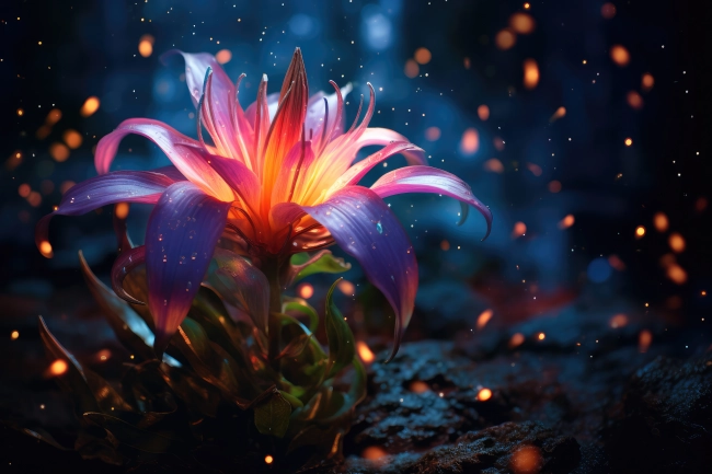 Magical glowing lotus