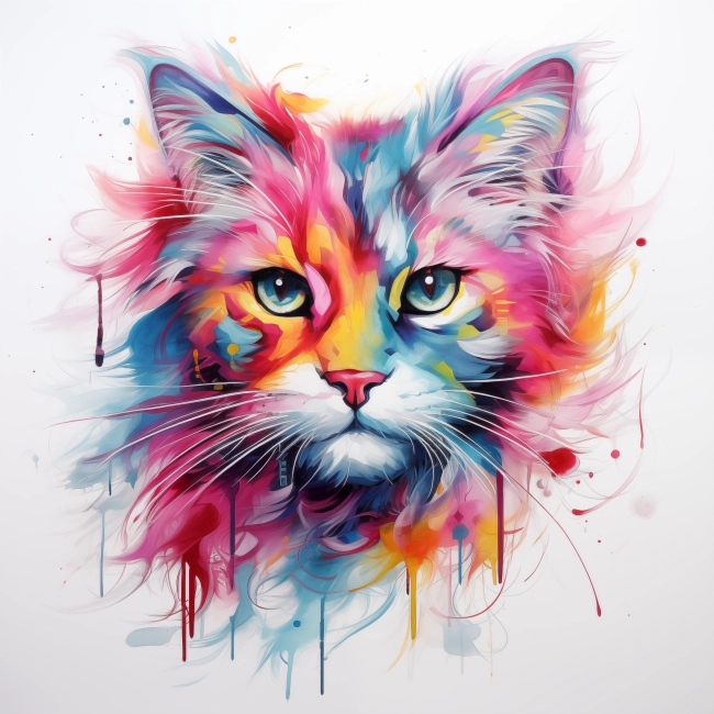 Colorful Abstract Portrait of a Cat