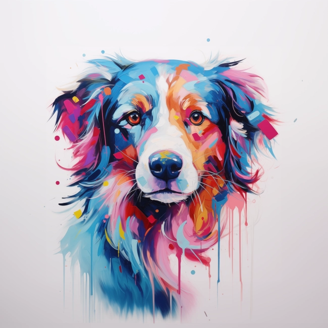 Colorful Abstract Portrait of a Dog