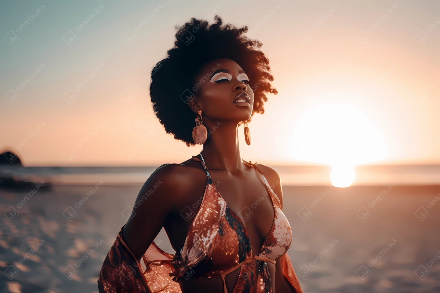 Beautiful young African model - beach portrait