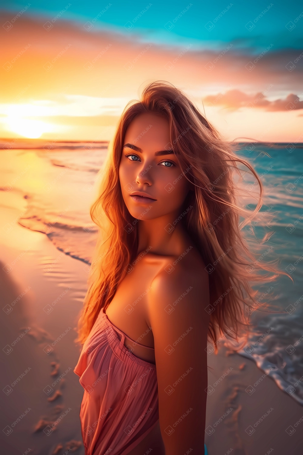 Beautiful young model - beach portrait