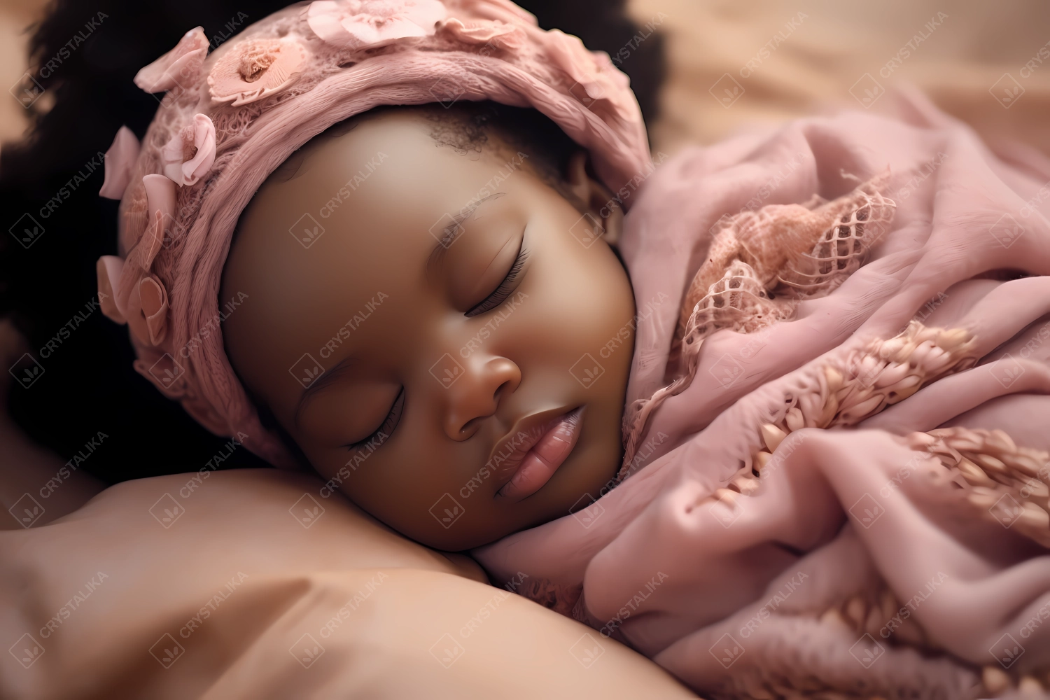 Professional photoshoot of a cute newborn African baby