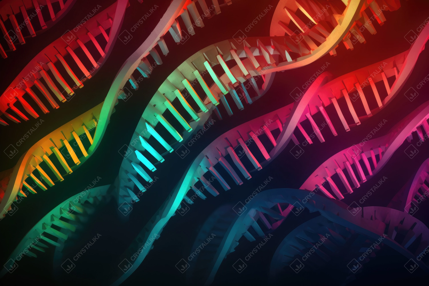 3D model of a colorful DNA strands