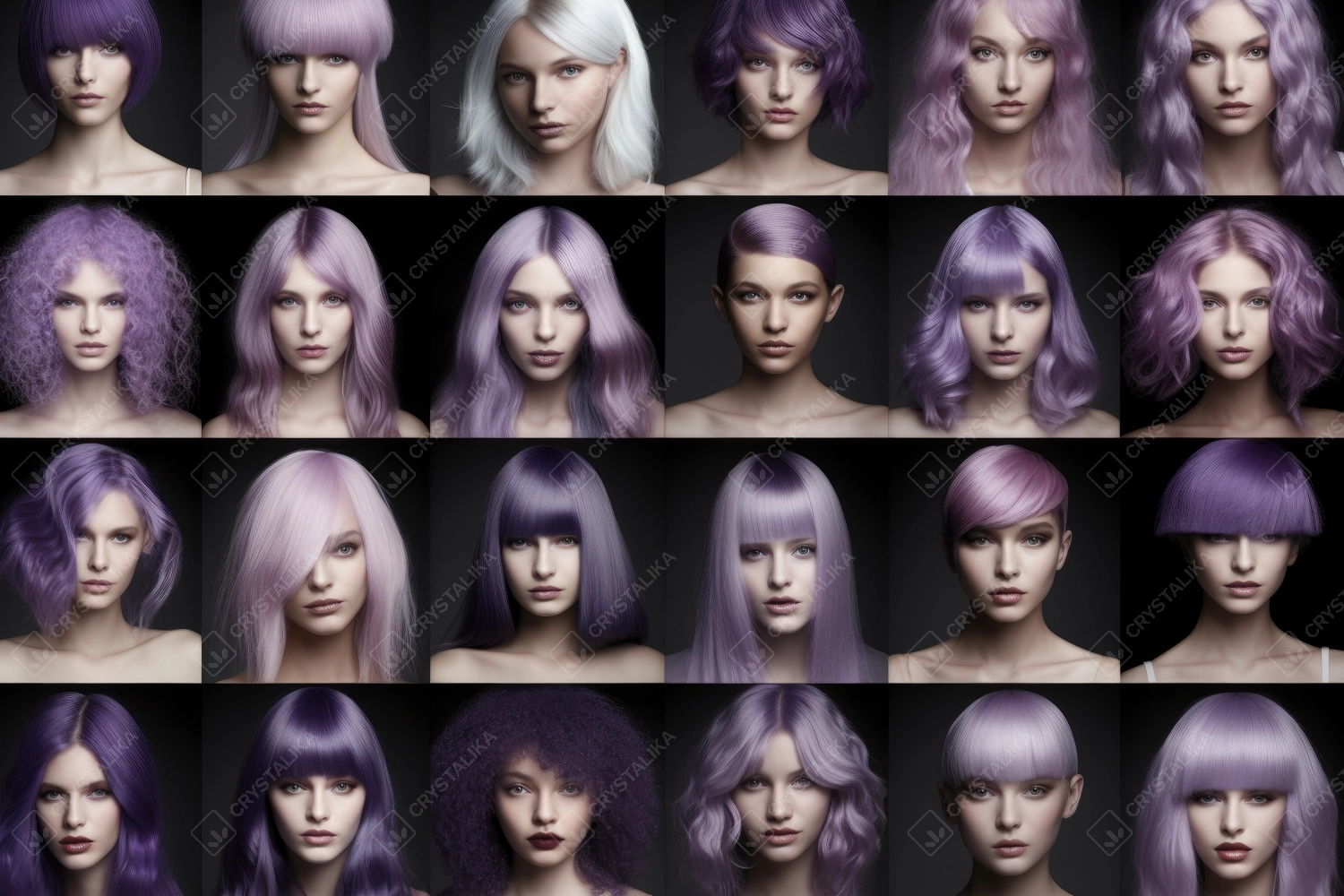 Different purple modern girl hairstyles