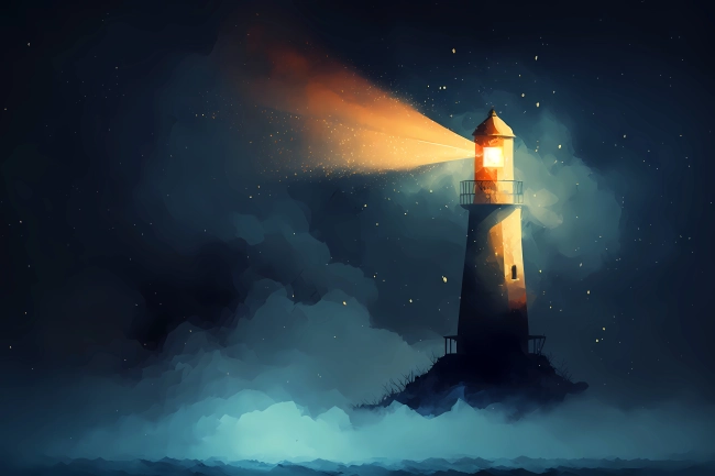 Fary tale drawing of a lighthouse