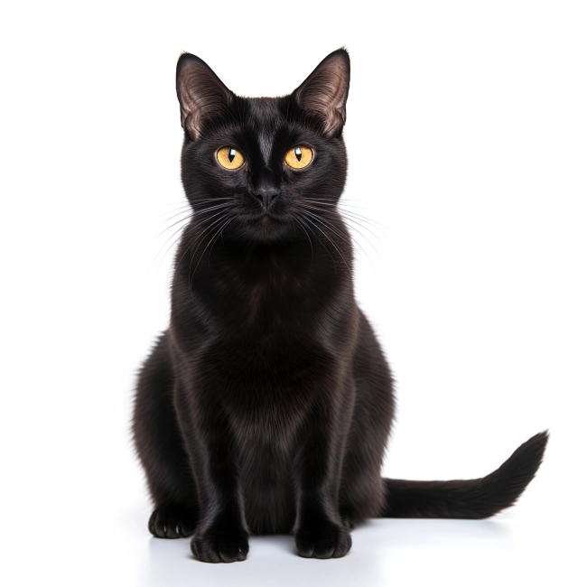 black cat on isolated white background