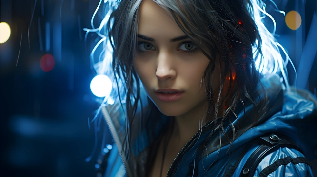 portrait of a cyberpunk girl, wallpaper