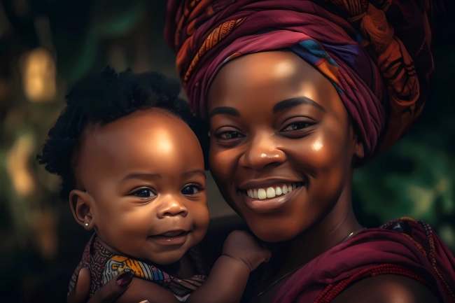 African mom and her child