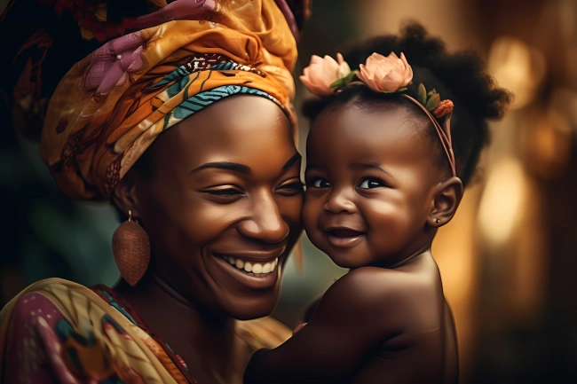 African mom and her child