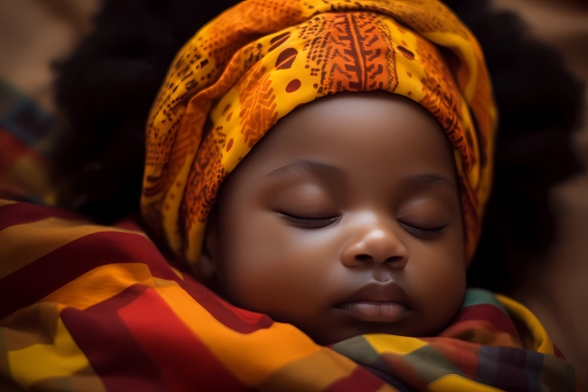 Professional photoshoot of a cute newborn African baby