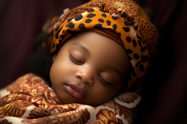 Professional photoshoot of a cute newborn African baby