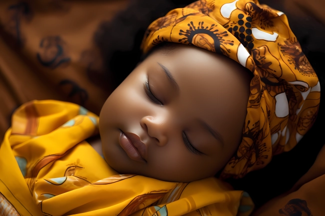 Professional photoshoot of a cute newborn African baby