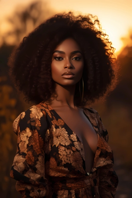 Portrait of a beautiful African model during sunset