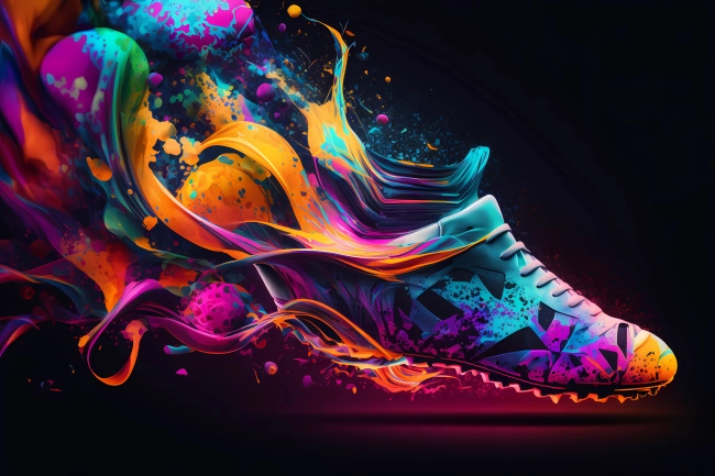 Football shoe in an abstract watercolor concept