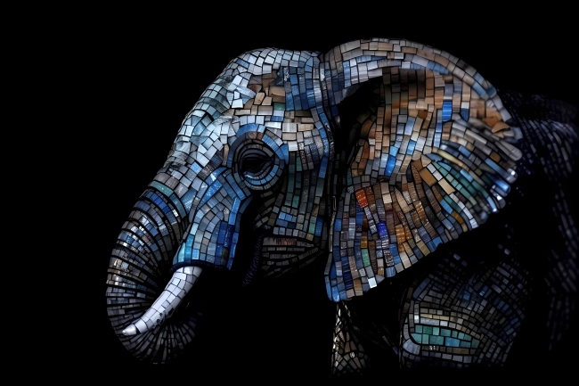 Elephant glass mosaic abstract