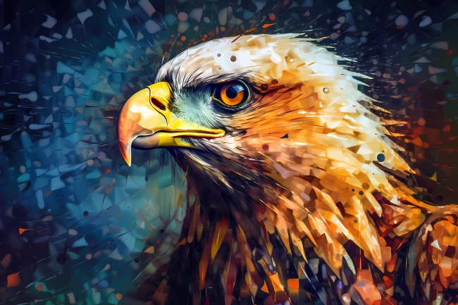 Hawk portrait - computerized mosaic concept